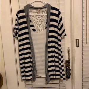 Striped cotton two-layer blouse